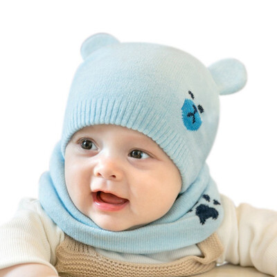 

Kids Winter Hats Fashion Ears Girls Boys Children Warm Caps Scarf Set Baby Bonnet Enfant Knitted Cute Hat for Girl Boy