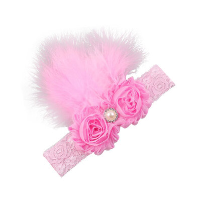 

Baby Cute Girls Feather With Pearl Design Headband Headwear Apparel Photography Prop Party Gift