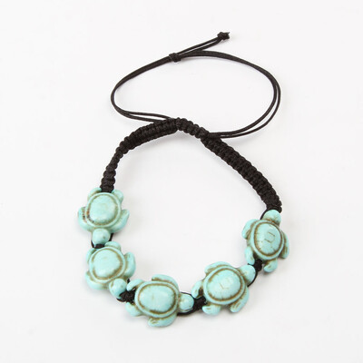 

Vintage Green Gemstone Turquoise Sea Turtle Bracelet Jewelry Set For Women