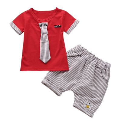 

Summer Boys Handsome Gentleman Suits Newborn Baby Boy Clothes Set 1-4 Years Striped Summer Children Clothing