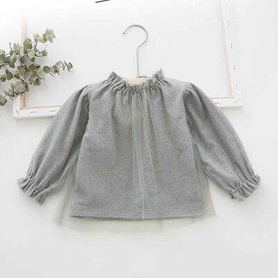 

Spring Autumn Casual Fashion Baby Girl Mesh Lace Long Sleeve T-Shirt Kids Blouse