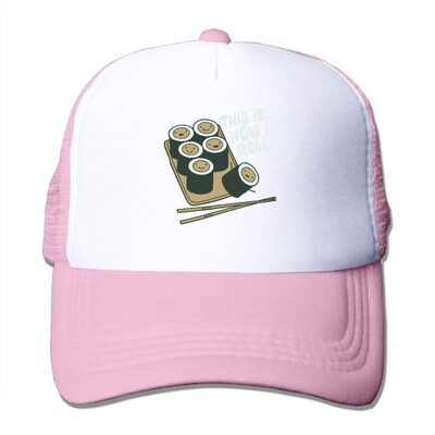 

SHINENGST Roll Sushi Mesh Trucker CapsHats Adjustable For Unisex Pink