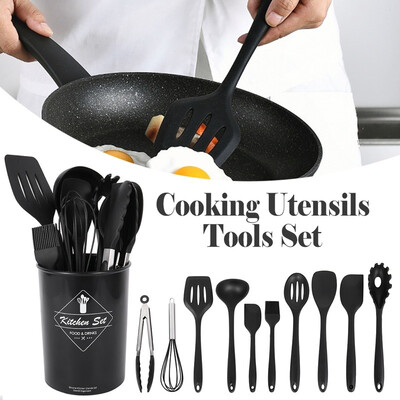 

11PCS Silicone Kitchen Utensil Set Non-stick Cookware Set Stainless Steel Kitchen Utensil Set