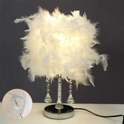 

Willstar Bedside Reading Room Table Light Feather Crystal Table Lamp Light Sitting Room Table Lamp Light