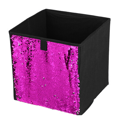 

Non-Woven Folding Large Cube Storage Bin DIY Sequin Storage Box Household Toys Books Clothes Sundries Organizer--Gold