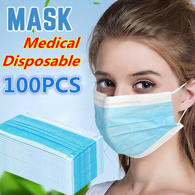 

100PCS Adults Disposable Medical Masks Dust Masks Flu Masks with Elastic Ear Rings