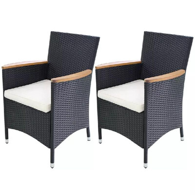 

Garden Chairs 2 pcs Black Poly Rattan 232"x236"x346