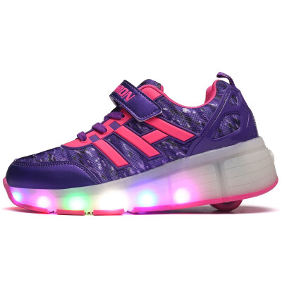 

NEW Fashion Children Wheel Shoes Kids Sneakers Child Sports Casual LED Roller Shoes Breathable Lace Up For Boy & Girls