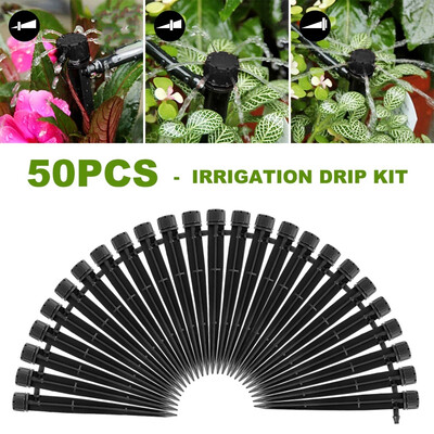 

50pcs Micro Bubbler Drip Irrigation Adjustable Emitters Stake Water Dripper Drop