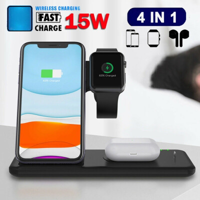 

15W Qi Wireless Charger Pad Phone Charger 4 In 1 USB Fast Charging Dock Station