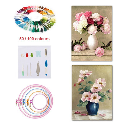 

50100 Colors Cross Stitch Cotton Embroidery Thread Poking Cross Stitch Tools DIY Needlework Craft Knitting Set Tool