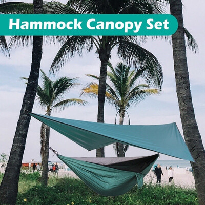 

2020 New Outdoor 270cm X 140cm Hammock with Mosquito Net & 360cm X 290cm Rain Fly Tarp - Ultralight Parachute