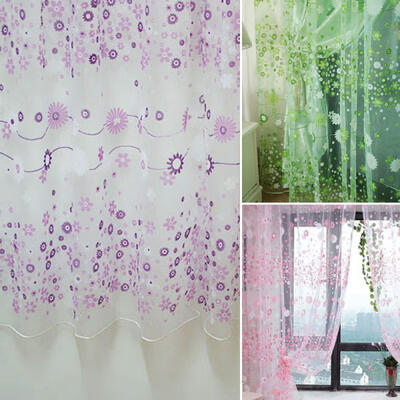 

Vogue Floral Voile Door Window Tulle Curtain Scarf Drape Panel Sheer Valances