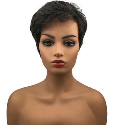 

StrongBeauty Short Layered Synthetic Hair Wig Brown Grey mix Wigs for Women