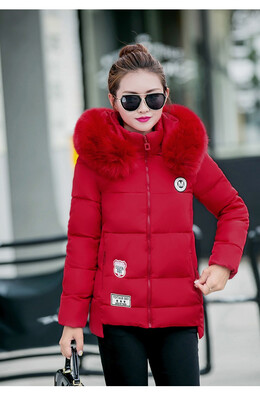 

2018 cotton short female large fur collar wild thick cotton jacket down jacket 90304