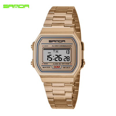 

SANDA 405 Ultra-thin 9mm Sport Watch Men Electronic LED Digital Wrist Watches Waterproof Clock Calendar Watch for Male