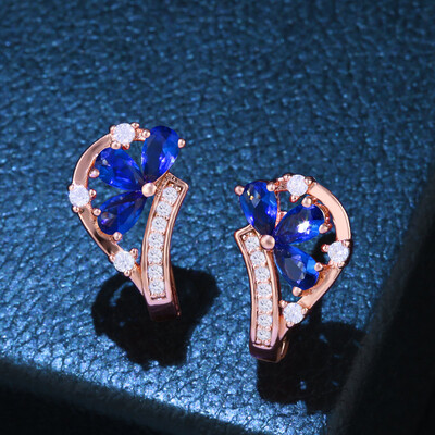 

Fashion 2018 Zircon Flower Earrings Gold 585 Cubic Zirconia Rose Gold Stud Earrings for Women Trendy Jewelry