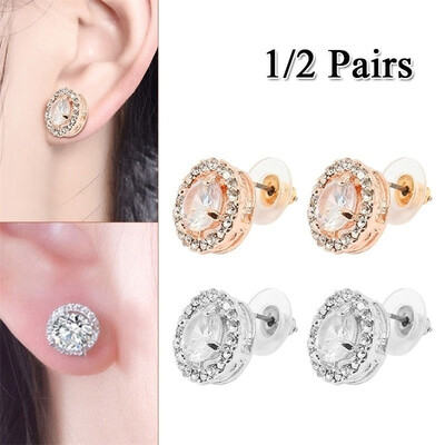 

Willstar 12 Pairs Silver Round Stud Earrings Individual Round Diamond Stud Earrings Rosegold Filled Stud Earrings