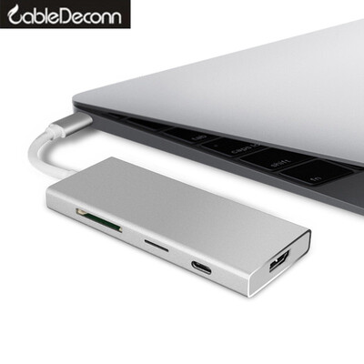

thunderbolt 3 hub usb-c dock Multiport Adapter hdmi 4k usb30 usb c charge tf sd card reader 7in1 cable For macbook pro 2017