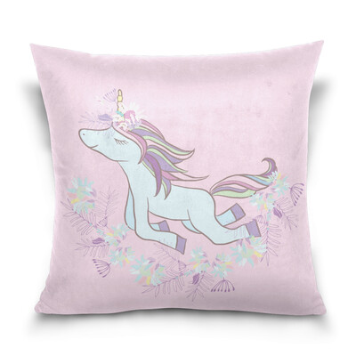 

ALAZA 16 X 16 inch Pillow Case Decorative Cushion Cover Unicorn With Flowers Pattern Pillowcase
