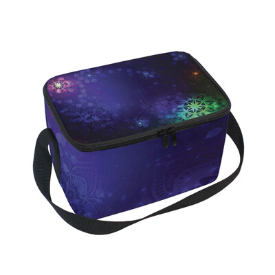 

ALAZA Insulated Lunch Box Abstract Background With Mandala Lunch Bag for Men Women Portable Tote Bag Cooler Bag