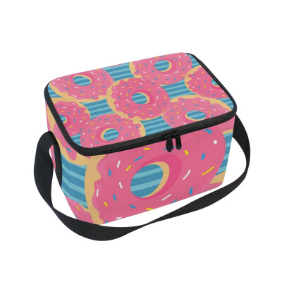 

ALAZA Lunch Box Donut Pattern Insulated Lunch Bag Large Cooler Tote Bagfor Men Women