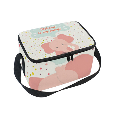 

Lunch Box Insulated Lunch Bag Large Cooler Dot Elephant Tote Bagfor Kids Men Women