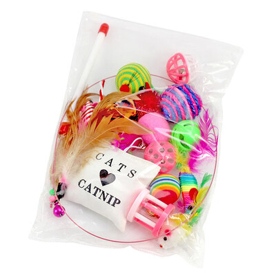 

16 pcs Pet Cat toy Set Feather Teaser Wand Catnip Toys Ball Rings cats interactive Products