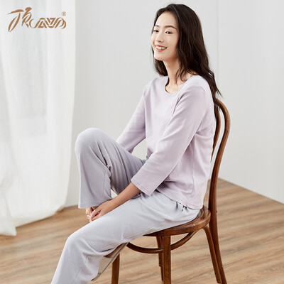 

Top melon melon pajamas women cotton spring fashion Korean version of the seven-point sleeves can be worn outside home service suit t01120jd pink female models