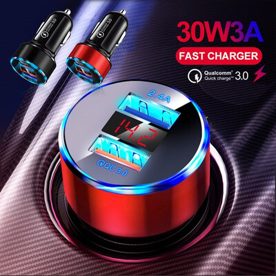 

QC30 Quick Charge Dual USB Port Fast Auto Lighter Charger Adapter Car Accessories