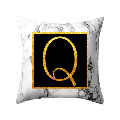 

Modern Pillowcases 4545 Gold Alphabet Word Letter White Marble Pattern Pillow Case Super Soft Throw Sofa Bed Cushion Cover Protec