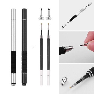 

2 in 1 Precision Stylus Pen with Refill&Disc Tip Capacitive Touchscreen Stylus Pen For Cellphone Tablet Pack of 2pcs SilverSi