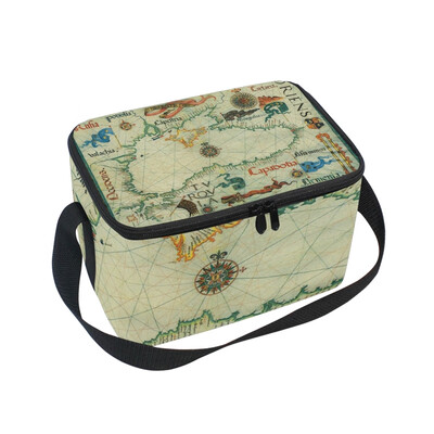 

ALAZA Lunch Box Insulated Lunch Bag Large Cooler Tote Bag Map Pattern for Men Women Girls Boys