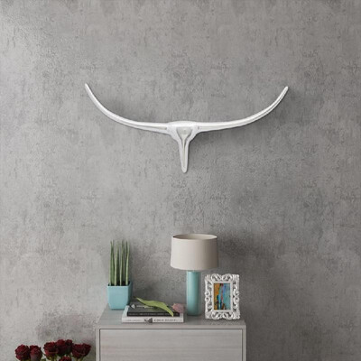 

Wall Mounted Aluminum Bulls Head Decoration Silver 283