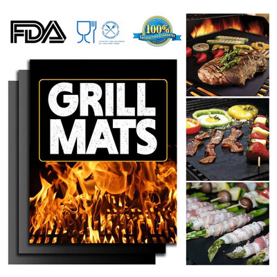 

Nonstick BBQ Grill Mat 1575 x 13 Inch Set of 3 Barbecue Pad PFOA Free Cooking Mats Heavy Duty Grilling Accessories