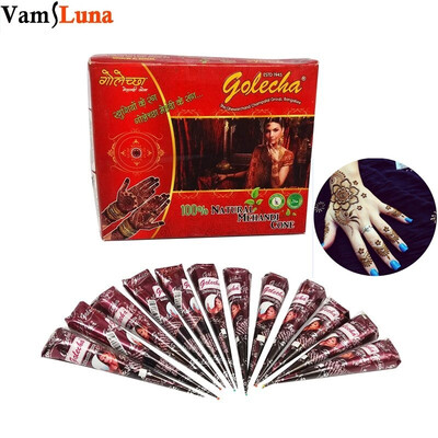 

India Painting Tattoo Paste Cone 12 Tube Brown Paste Cone Indian Body Art Painting Drawing For Temporary Body Painting