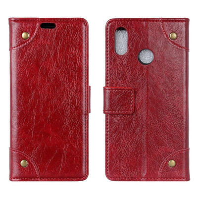 

MOONCASE Millet Mi 8 copper buckle nappa leather case - wine red
