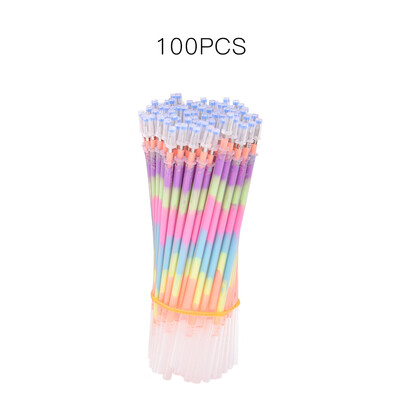 

200 pcs Multi Color Rainbow Refill Highlighter Gel Pen Ball Point Pens Graffiti Fluorescent Refills Handles Writing Colorful Ink C