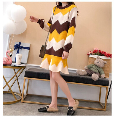

Long sweater dress female jacket 2018 autumn winter new Korean version joker sweater fashion trend