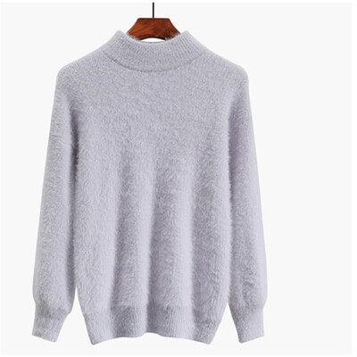 

New autumnwinter 2018 lantern sleeve mink neck sweater loose cardigan womens short jumper sweater