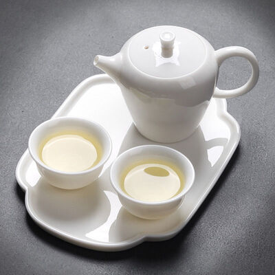 

High Quality White Porcelain Chinese Tea Set Teapot Teacups & Serving Tray Type D
