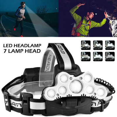 

Head Torch 7 LED Super Bright USB Rechargeable Waterproof Headlamp Head Light Headtorches for Running Camping Night Fishing Hiking