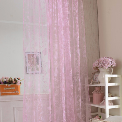 

Home Decor Window Curtain Purple Butterfly Burnout Tulle Voile Fabric Transparent Sheer Screening Curtains Living Room