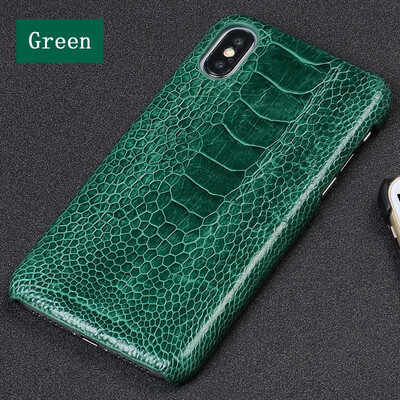 

Leather iPhone5 6 7 8splus protective shell natural ostrich foot color matching back cover all-inclusive for x xs max xr phonecase