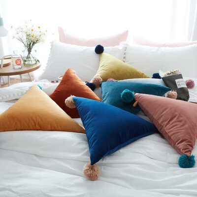 

NeillieN Home pillow creative triangle ball solid color cushion ins decorative pillow sofa pillow with coreCushionpillow