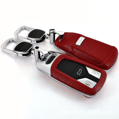 

Car Accessories For Audi Q7 2016 A4L 2016 TT TTS Car Key Case Keychain Top Layer Leather Car Key Cover Shell