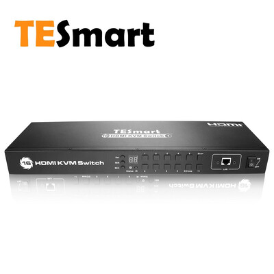 

TESmart 4K UHD 16 Ports HDMI KVM Switch Console Rack Mount Switch with 8 Pcs 5ft15m KVM CableUSB 20 Device 16 Port Input
