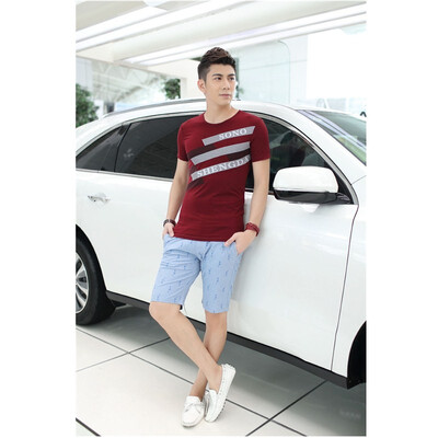 

Mens new round neck short-sleeved T-shirt printing t-shirt male