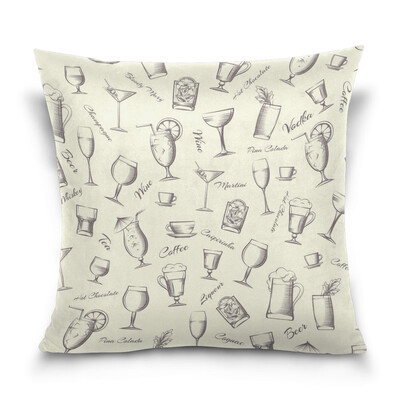 

ALAZA 16 X 16 inch Pillow Case Decorative Cushion Cover Cocktails Pattern Pillowcase