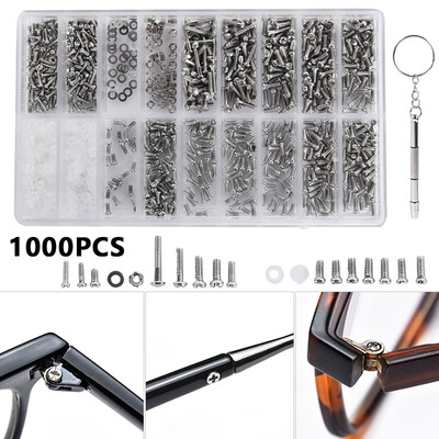 

1000pcs Stainless Steel Micro Glasses Sunglass Watch Spectacles Phone Tablet Screws Nuts Screwdriver Set Kits Repair Tool